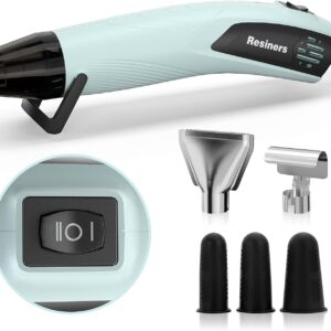 Resiners Heat Gun, Mini Dual Temp Hot Air Gun Crafts Tool with 3 Nozzles, 350W 662℉ (350℃) Heat for Epoxy Resin, Bubble Remove, DIY Glitter Tumblers, Vinyl Shrinking Wrap, Embossing, Candle Making