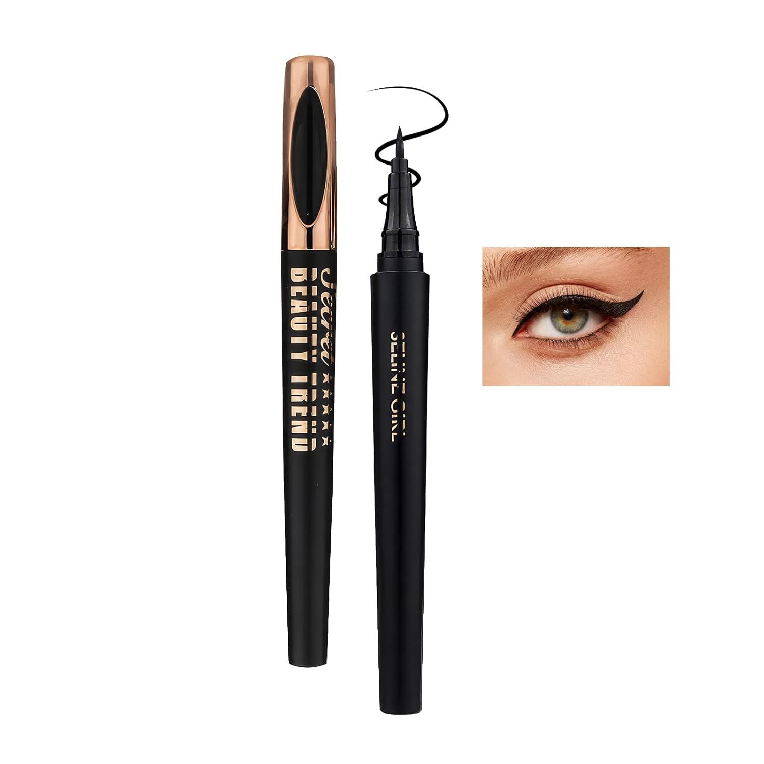 Liquid Eyeliner, Super Long-Lasting 0.1mm Ultra-Fine Tip pencil eyeliner, Waterproof, Smudge-Proof, Ultra-Fine Felt Tip, Quick Drying Formula, Glides on Smoothly(Black)