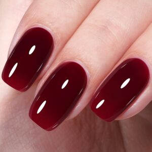 AILLSA Red Gel Polish Jelly Queen Hearts Burgundy Translucent Gel Nail Polish Dark Wine Gel Polish Long Lasting Blood Color Nails Soak Off U V Gel for Nail Art at Home Valentine Gift 0.51 Oz GD65