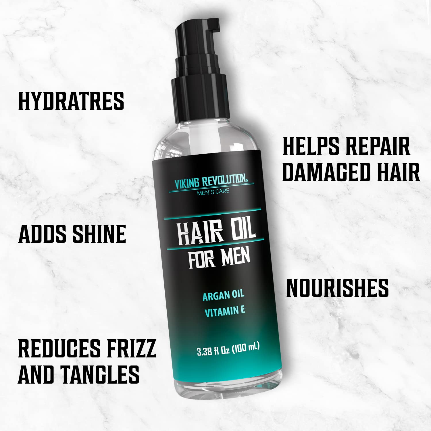 Viking Revolution Hydrating Hair Oil for Men with Vitamin E Argan Oil 3.38 fl Oz - Image 4