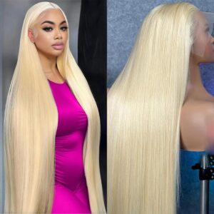 40 Inch 613 Lace Front Wig Human Hair Blonde Wig Human Hair 613 13x6 Lace Front Wig Human Hair 200 Density Pre Plucked HD Lace Frontal Wig Straight Glueless