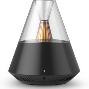 Essential Oil Diffuser, Modern Style Aroma Diffusers with Candle Light Remote Control, USB Powered 150ml Ultrasonic Cool Mist Aromatherapy for Home Room Office Bedroom, Automatic Off, Black