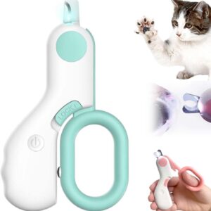 LED Pet Nail Clippers, 2025 Upgrade Cat Nail Clippers for Indoor Cats, Cat Nail Trimmer with Led Light, Portable Cat Nail Clipper for Dog Cat Small Pets Nail Bloodline to Avoid Over Cutting (Blue)