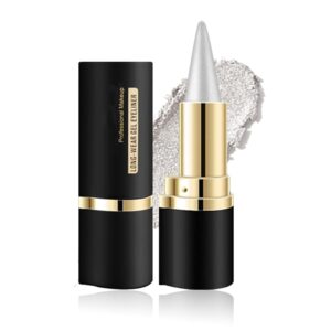 Silver Gel Eyeliner Pencil, Glitter Silver Eyeliner Pencil Waterproof Smudge Proof Eye Liner Pen Cat Eye Black Smokey Silver Glitter Eye Liners Eyeshadow Sticks for Women Girls