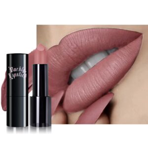 Nude Pink Lipstick Long Lasting for Women, Hydrating Matte Velvet Lip Gloss Nude Liquid Lipstick Intense Lip Color Non Stick Smudge-Proof & Waterproof Lipgloss Bold Glow Goth Lip Stick Makeup-01