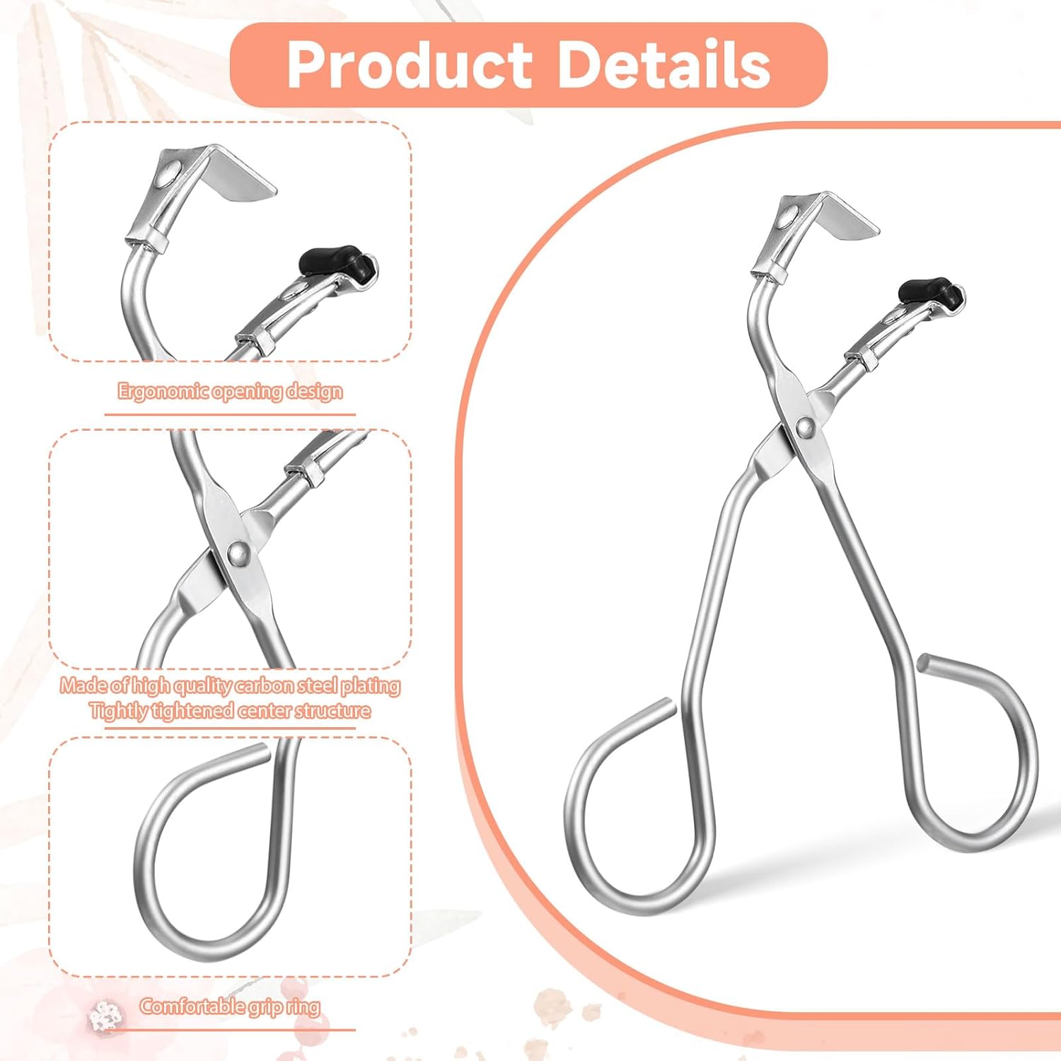 2 Pack Silver Mini Eyelash Curler Set with Silicone Pads for All Eyelash Shapes - Image 2