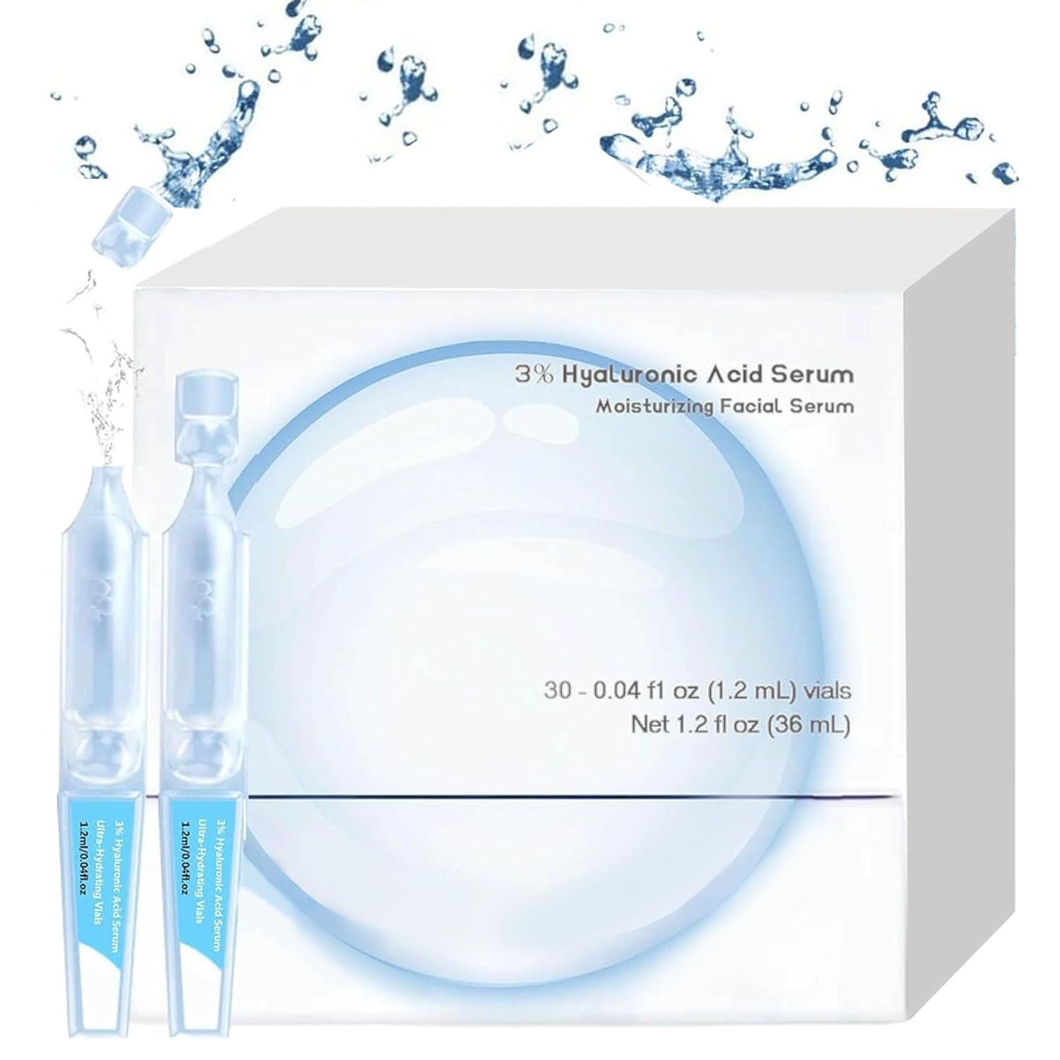 30pcs Hyaluronic Acid Tubes, 3% Hyaluronic Acid Serum Ultra-Hydrating Vials, Single-Use Tubes Vials For Hydrating face serum,Skin Care Deep Moisturizing Facial Serum