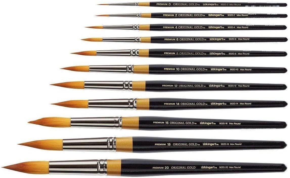 KINGART B-028 11 Piece Artist Brush Set, Ultra Round, Synthetic Taklon Hair, Short Handle, Sizes 0-20 - Image 6