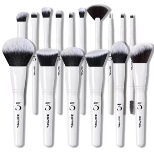 ZAMEL Travel Makeup Brushes Set,16 Piece Makeup Brush Set For Women Ultra soft hair Contains Large Powder, Eyeshadows White Brush Set Tools