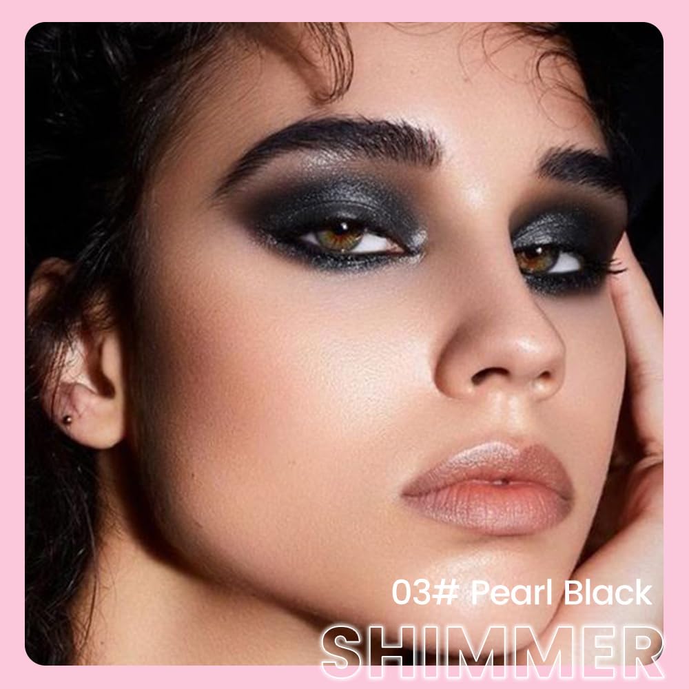 Kaely 2in1 Waterproof Pigmented Cream Eye Shadow Brightener Pencil Stick 03 Pearl Black Shimmer - Image 2