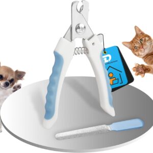 Cat & Dog Nail Clippers with Safety Guard 2Pcs, Professional Pet Nail Clippers for Cats, Kitten Nail Clipper, Cat Claw Clippers,Sharp and Safe,Cat Claw Trimmer Includes Nail File Blue