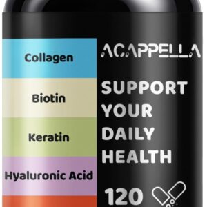 ACAPPELLA Collagen Pills,Biotin,Keratin, Hyaluronic Acid Saw Palmetto Hair Skin and Nails Vitamins Hair Growth Vitamins Capsules for Women (1)