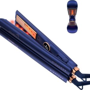 Titanium Flat Iron Hair Straightener | MIRACOMB Professional Straightening Iron Styler with Infrared Light for Straight and Smooth Styles|1" Premium 2 in 1 Styling Tool with Digital Heat Settings