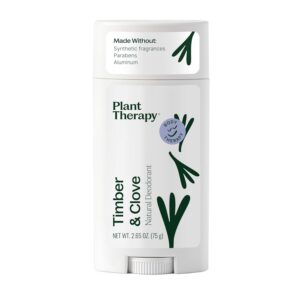 Plant Therapy Timber & Clove Natural Deodorant Aluminum Free 2.65 oz. Made with Natural Ingredients, Paraben Free, Neutralizes Odor, Absorbs Wetness, Non-GMO, Cruelty Free, GMP Compliant