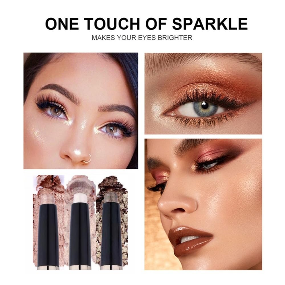 Shimmering Light Gold Eyeshadow Stick, Waterproof, Long-Wear, Hypoallergenic Glitter Primer Pencil, Easy Blend - Image 4
