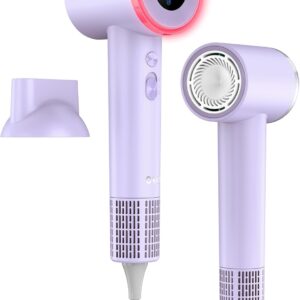 Hair Dryer, High Speed Fast Drying Hair Dryers, Negative Ionic Portable Blow Dryer with 110000 RPM Brushless Motor, Lightweight Low Noise Thermo-Control Hairdryer with Nozzle for Home, Travel