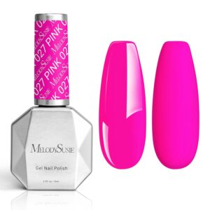 MelodySusie Thick Neon Pink Gel Nail Polish,0.5fl oz Nails Soak Off UV LED Bright Hot Pink Gel Polish Gift for Women Nail Art Manicure Salon DIY Nail Design Decoration at Home-027