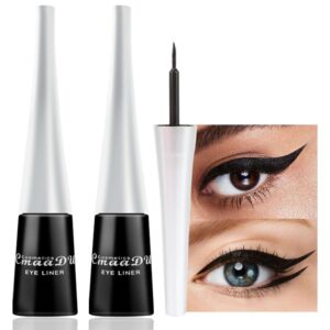 evpct 2Pcs Black & Black Liquid Eyeliner Colorful Set Waterproof Colored Color Eye Liners for Women Stamps Shapes for Eyes delineadores de colores para ojos delineador de ojos contra el agua 13&13