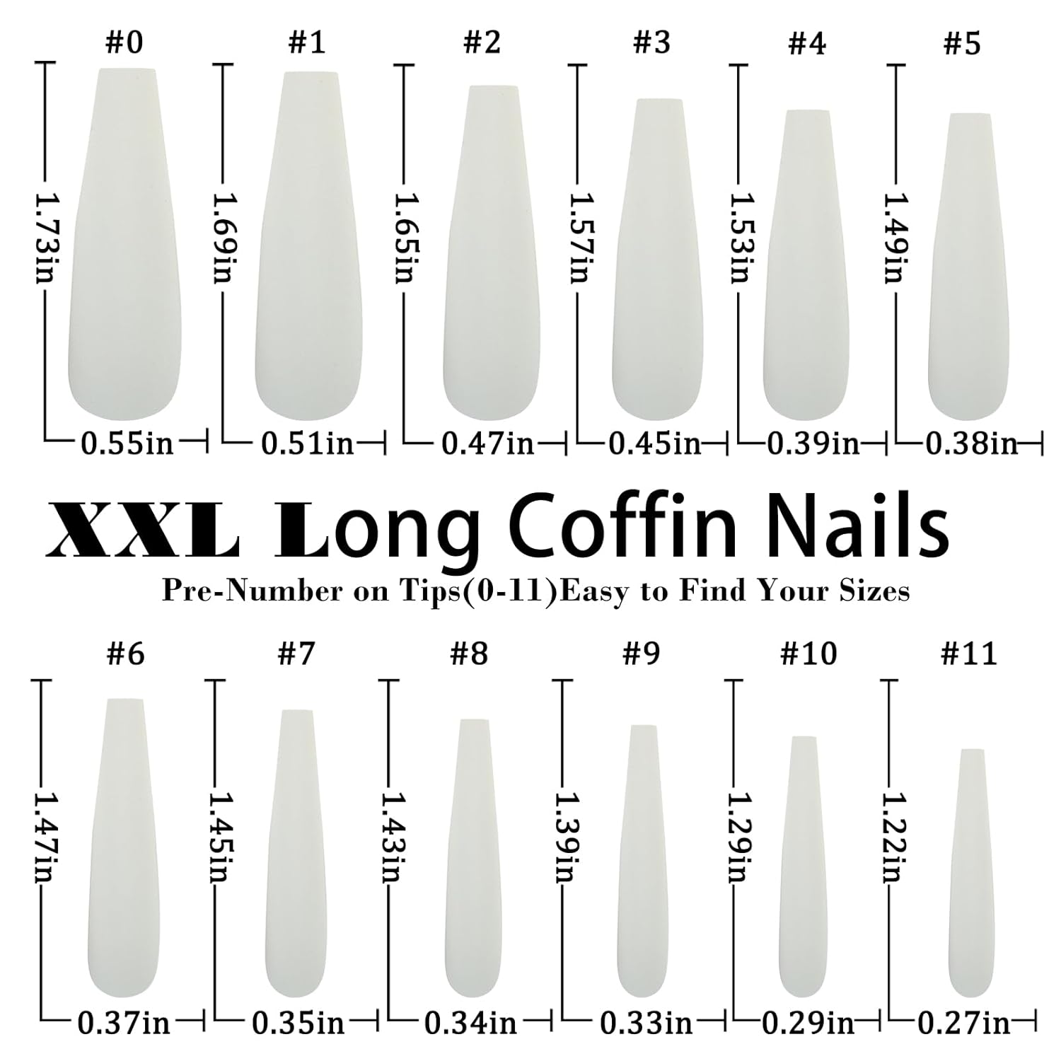 AddFavor XXL Extra Long Matte Press on Coffin Nails Full Cover Acrylic 120pcs in 12 Sizes - Image 6