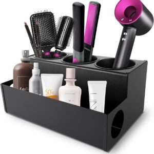 Hair Dryer Holder for Bathroom, Wall-Mounted Stainless Steel Hair Tools Organizer & Makeup Storage Space Saving Countertop Tray, Bathtub Organizer for Curling Irons, Bathtub Organizer