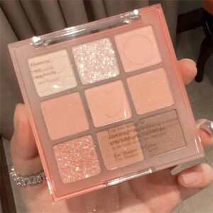 9-Color Nude Gold Eyeshadow Palette - Highly Pigmented, Matte & Shimmer Finishes, Long-Lasting Waterproof for Women (Cream Peach)