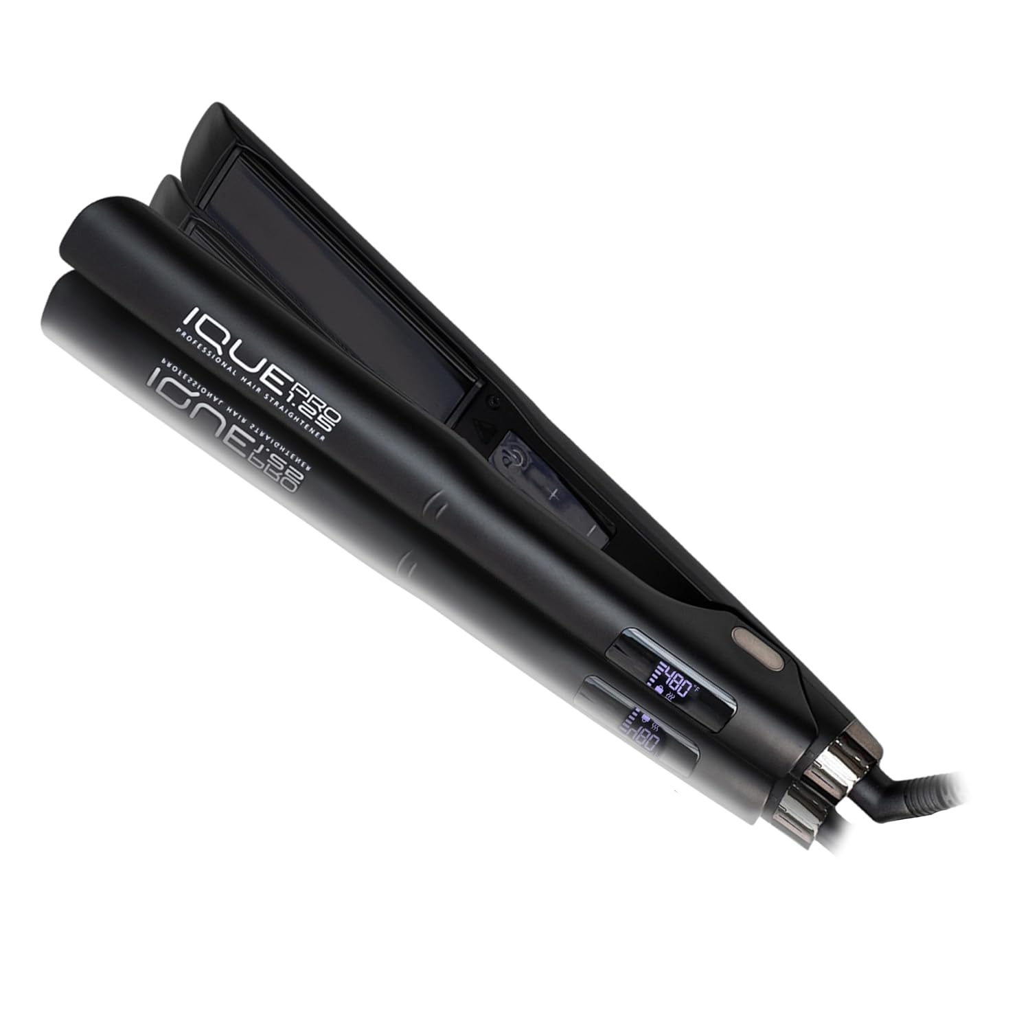Flat Iron Hair Straightener & Curler 2-in-1 | Nano Titanium with Ionic Function | Heats in 2 Sec | Adjustable Temp up to 480°F | LCD Display | Dual Styling Tool | Dual Voltage 100-240V | 1.25"