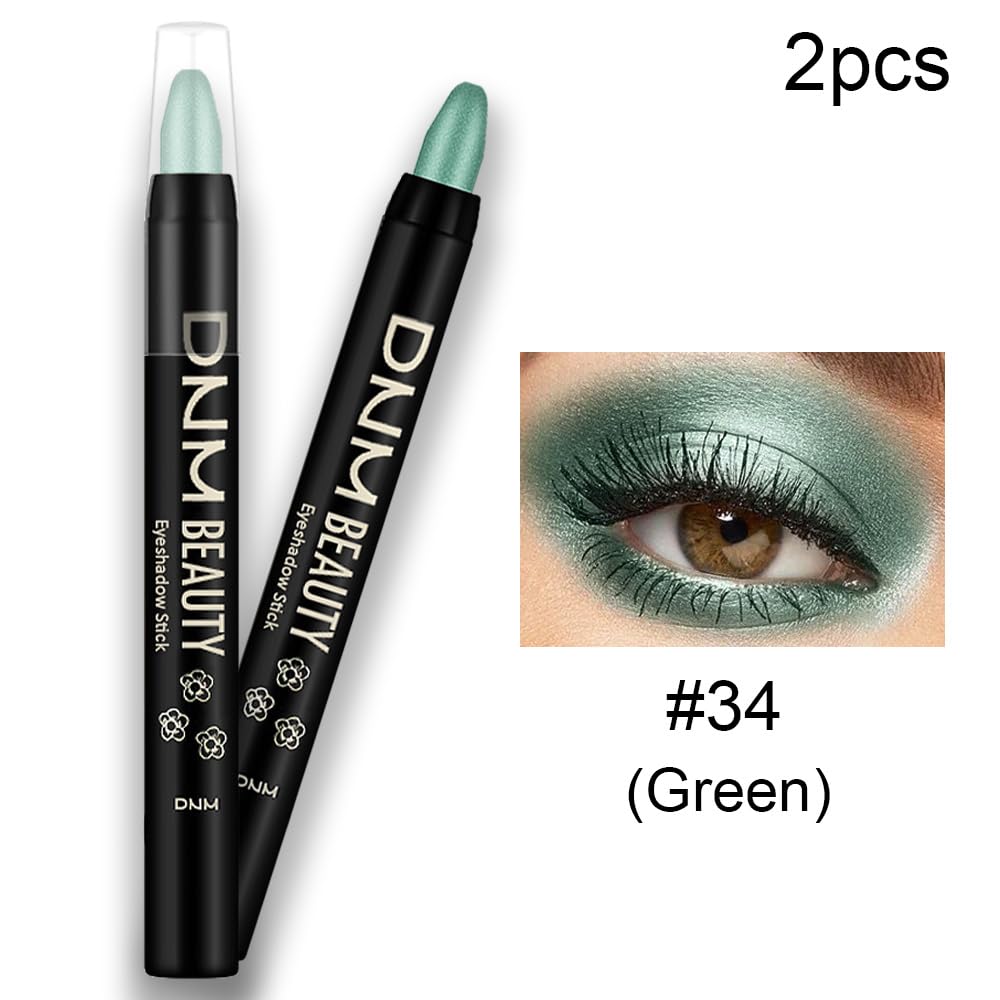 Kaely 2Pcs Waterproof Green Shimmer Cream Eyeshadow Stick Set 34g - Image 2