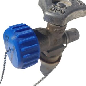 QCC1 Propane Tank Cap for 5-40 lb Tanks - OPD Valve Dust Cover/Cap - Durable Plastic W/SS Chain Tether for LP Cylinder, Adapter, and Gauge Fitting for BBQ Grill, Gen, RV, + Made in the USA