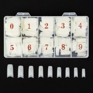 Acrylic Nail Tips Natural 500Pcs French Artificial False Tip for Manicure Nails Art Salons & Home DIY