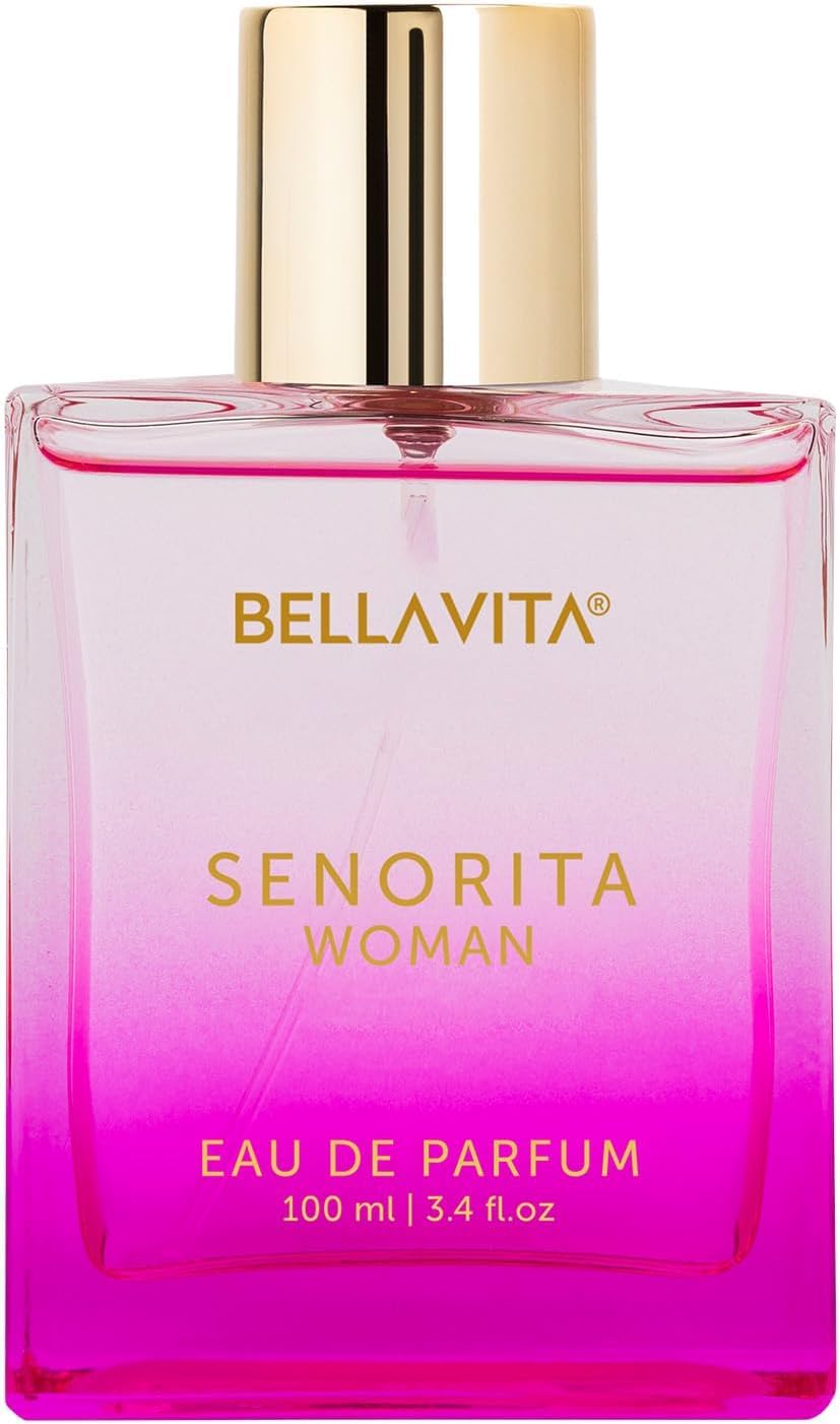 BellaVita Luxury SENORITA Perfume for Women (3.4 fl.oz) | Floral & Fruity Vanilla Perfume Fragrance with Pomegranate, Mint & Musk | Perfume for Womens Gift | Vegan & Cruelty-Free Womens Perfume