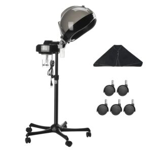 VEVOR Professional Hair Steamer for Deep Conditioning, 11.81-inch Hooded Ionic Hair Steamer with 2 Modes, Height-Adjustable Standing Hair Steamer with Timer, 5 Wheels (2 Lockable) for Salon Home Spa