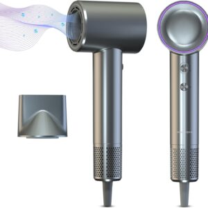 Hair Dryer, XSOOH 160000 RPM Small High-Speed Brushless Motor Travel Portable Blow Dryer for Curly Straightener Hair, Professional Quiet Negative Ionic Hair Dryer Nozzle