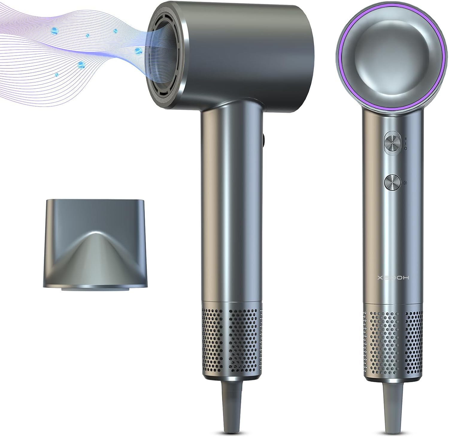 Hair Dryer, XSOOH 160000 RPM Small High-Speed Brushless Motor Travel Portable Blow Dryer for Curly Straightener Hair, Professional Quiet Negative Ionic Hair Dryer Nozzle