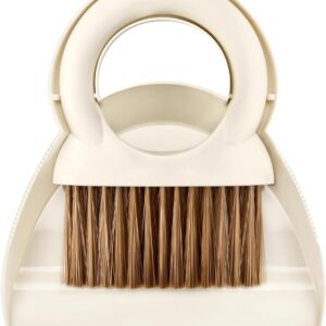 Mini Hand Broom and Dustpan Set: Small Brush and Pan for Cleaning Home, Camping, Pets - White