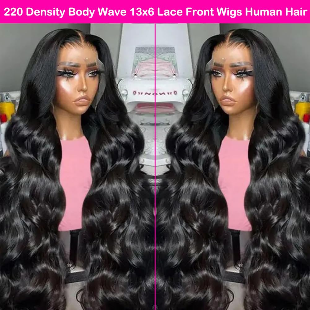 32 Inch 220 Density Body Wave 13x6 Lace Front Human Hair Wig Pre Plucked - Image 3