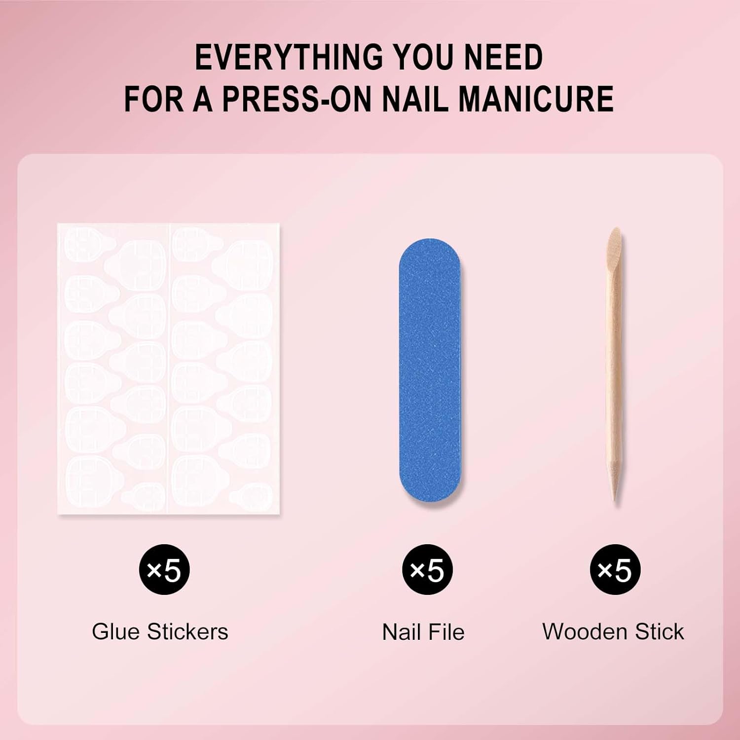 Long White Glossy Square French Tip Press on Nails Full Cover 120 Pcs Manicure Kit - Image 6
