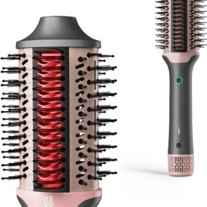 Blow Dryer Brush Hair Straightener: High Speed Hot Air Styler 110,000 RPM for Fast Drying Straightening Volumizing, One Step Volumizer with PTC Smoothing Comb Negative Ion for Silky Frizz-Free (Gold)