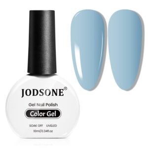 JODSONE Clear Blue Gel Nail Polish 10ml Light Blue LED Gel Polish Professional Finish Chip-Resistant Easy Application Need U V Lamp Curing