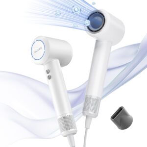 PLUZZ Hair Dryers, 110000RPM 1600W High Speed Blow Dryer for Women Men Kids Fast Drying, Pearl White Small Portable Professional Ionic Hair Dryers with Low Noise for Home or Traveling