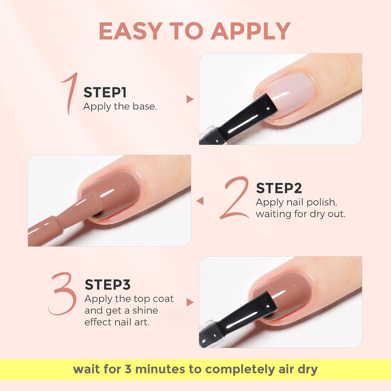 Quick Dry Deep Nude Nail Polish for Women, Air Drying Lacquer, 15ML Capacity - Image 7