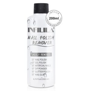 NXJ INFILILA Nail Polish Remover, Non-Toxic Fingernail Polish Remover Non Acetone, 6.76 Fl Oz Non Drying Removal Product for Nail Glue Acrylic Dip Powder Nails Salon and Art Manicure DIY at Home