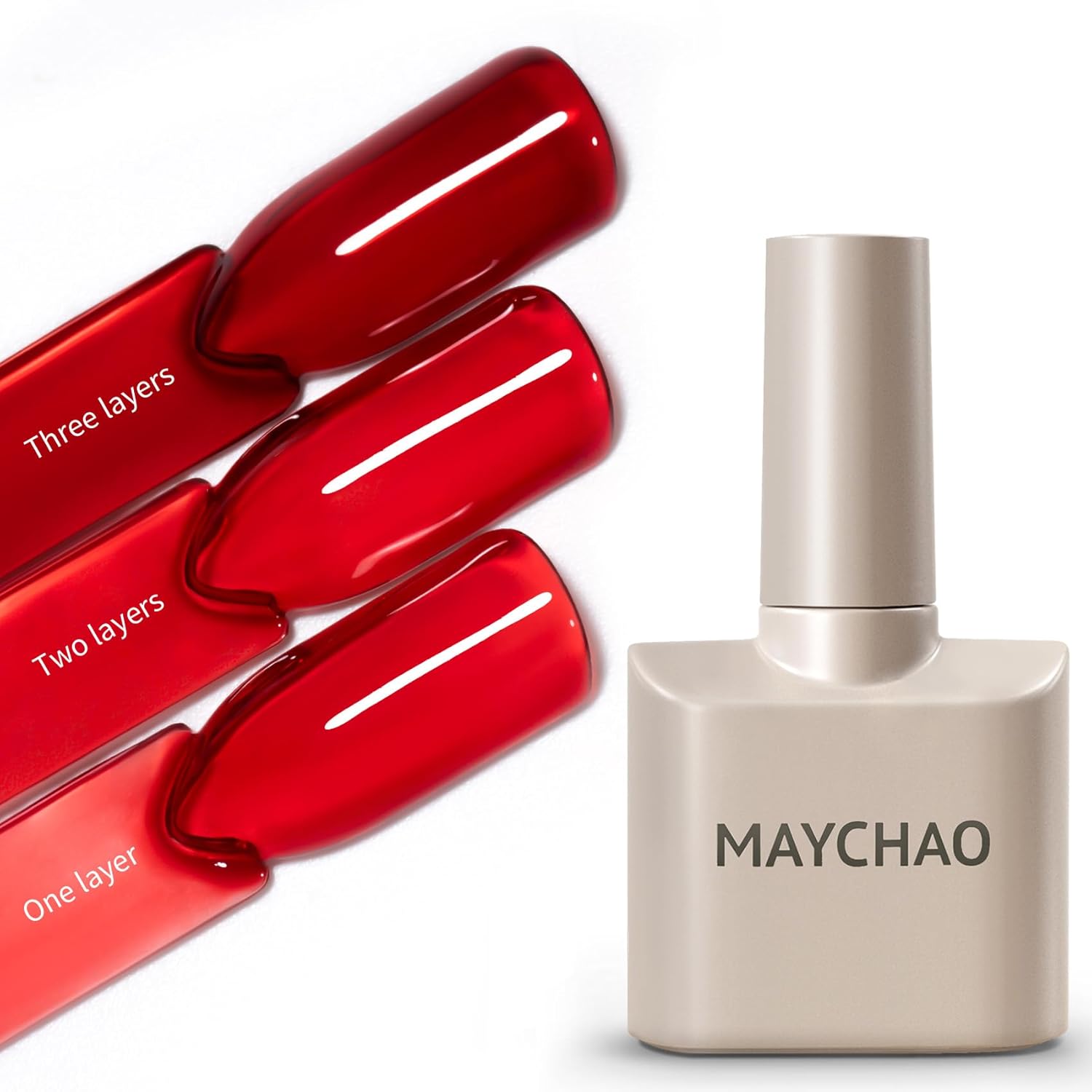 MAYCHAO 15ML Jelly Red Gel Nail Polish 1Pc Sheer Red Gel Polish Soak Off UV LED Transparent Nail Polish Nail Art Starter Manicure Salon DIY at Home, 0.5 OZ