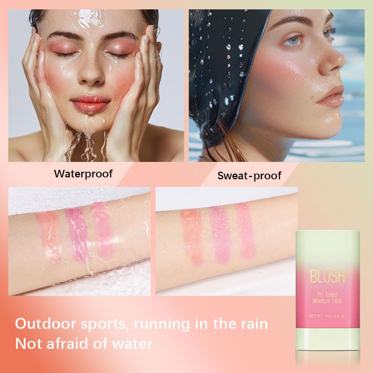 PH Tinted Moisture Stick Shy Pink 3-in-1 Color Changing Blush for Cheeks Eyes Lips 0.35 oz - Image 7