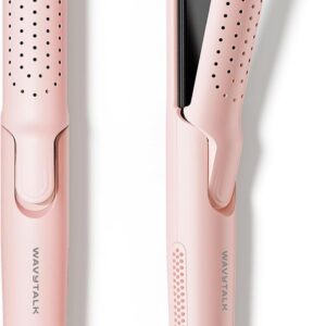 Wavytalk Airflow Styler Curling Iron, Cool Curl, 360° Cool Air Lock in Style for Lasting Curls, Reduces Damage, 2 in 1 Hair Straightener and Curler, 1 Inch, Anti-Scald for Short Long Hair, Pink