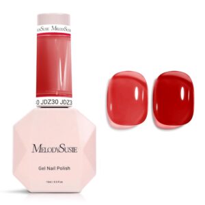 MelodySusie Red Gel Nail Polish, 0.5Fl.oz Jeweliver Jelly Nail Polish Translucent Cherry Red Deep Color Sheer Soak Off UV LED Light Cure Gift for Women Nail Art Manicure JDZ30