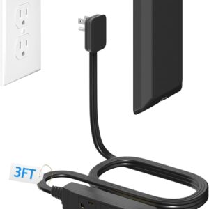 Flat Plug Extension Cord 3FT with Ultra Thin Outlet Concealer with Cord Concealer Kit,3 Outlet Power Strip,Universal Size for Home,Bedroom,Kitchen,Bathroom,Office,ETL Listed,Black