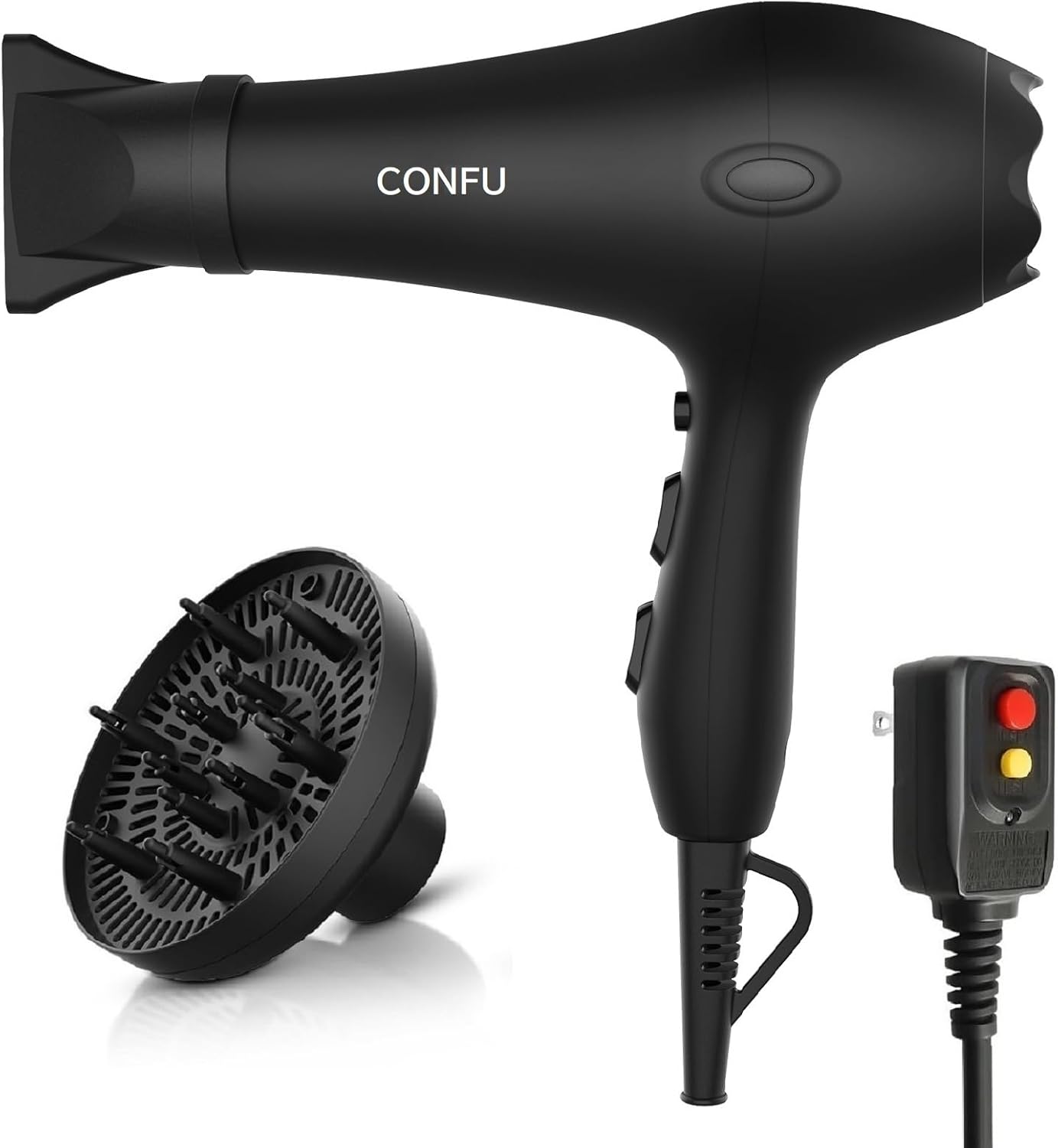 Ionic Hair Dryer,CONFU Professional Blow Dryer Fast Drying Negative Ion Hairdryer Blowdryer with Diffuser, AC Motor Constant Temperature Low Noise for Women Men