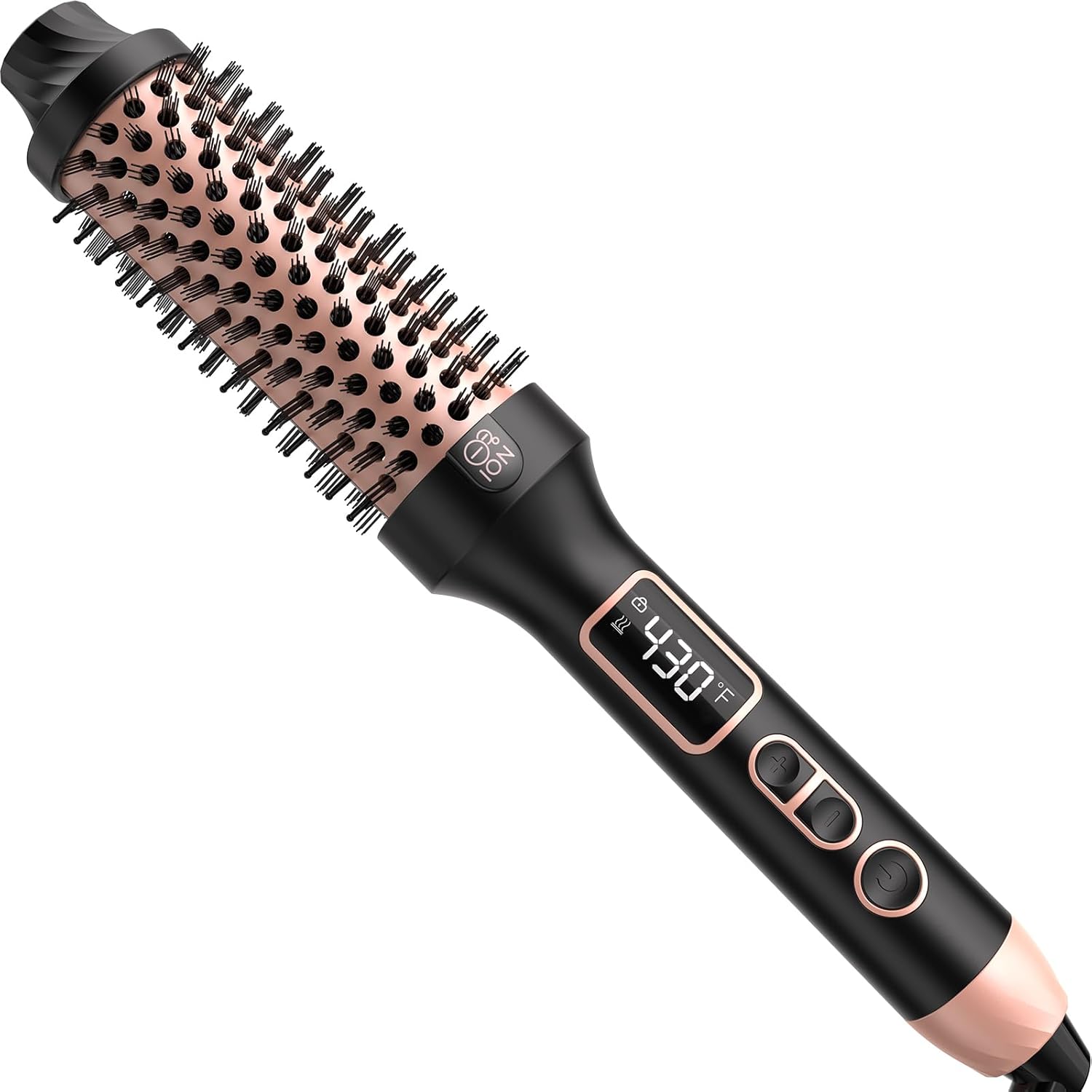 Nimmu Thermal Brush for Blowout Look, 1.5 inch Heated Round Brushes Curling Iron with 10 Temperature Control, Hot Brush Styler Dual Voltage for Travel, Rose Gold