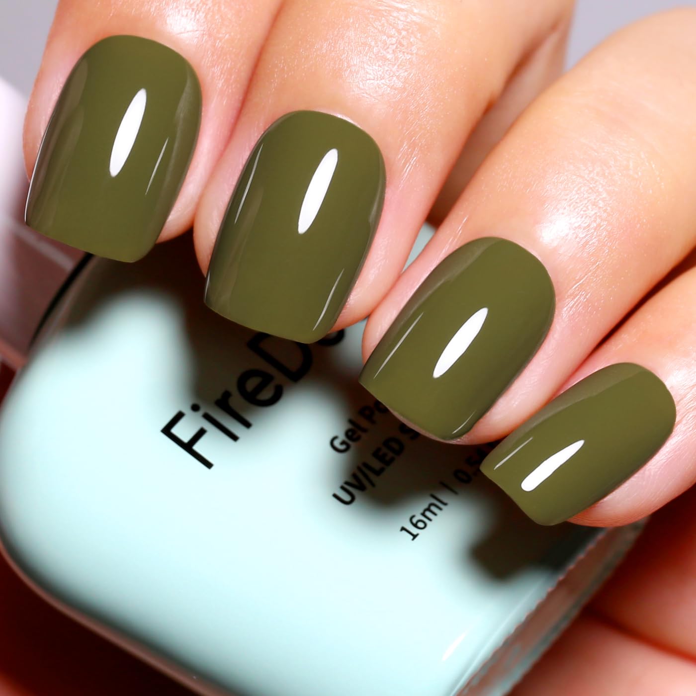 Olive Green Gel Nail Polish, 0.54 Fl Oz Large Bottle Green Spring Summer Autumn Winter Gel Polish Soak Off U V Gel Polish Patrick's Day Gifts Nail Art Polish 1Pcs