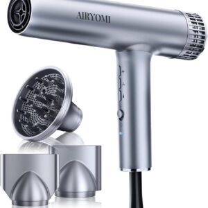 Hair Dryer, Professional Brushless Motor Ionic Hair Blow Dryer with Diffuser, Magnetic Nozzles, 0.83Pound, 2000W, 60dB, 3 Heat Settings & 3 Speed & Cold Settings